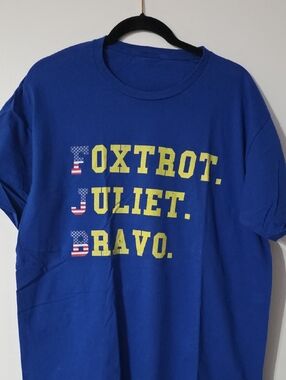 Foxtrot Juliet Bravo Blue Graphic Tee - Size XL